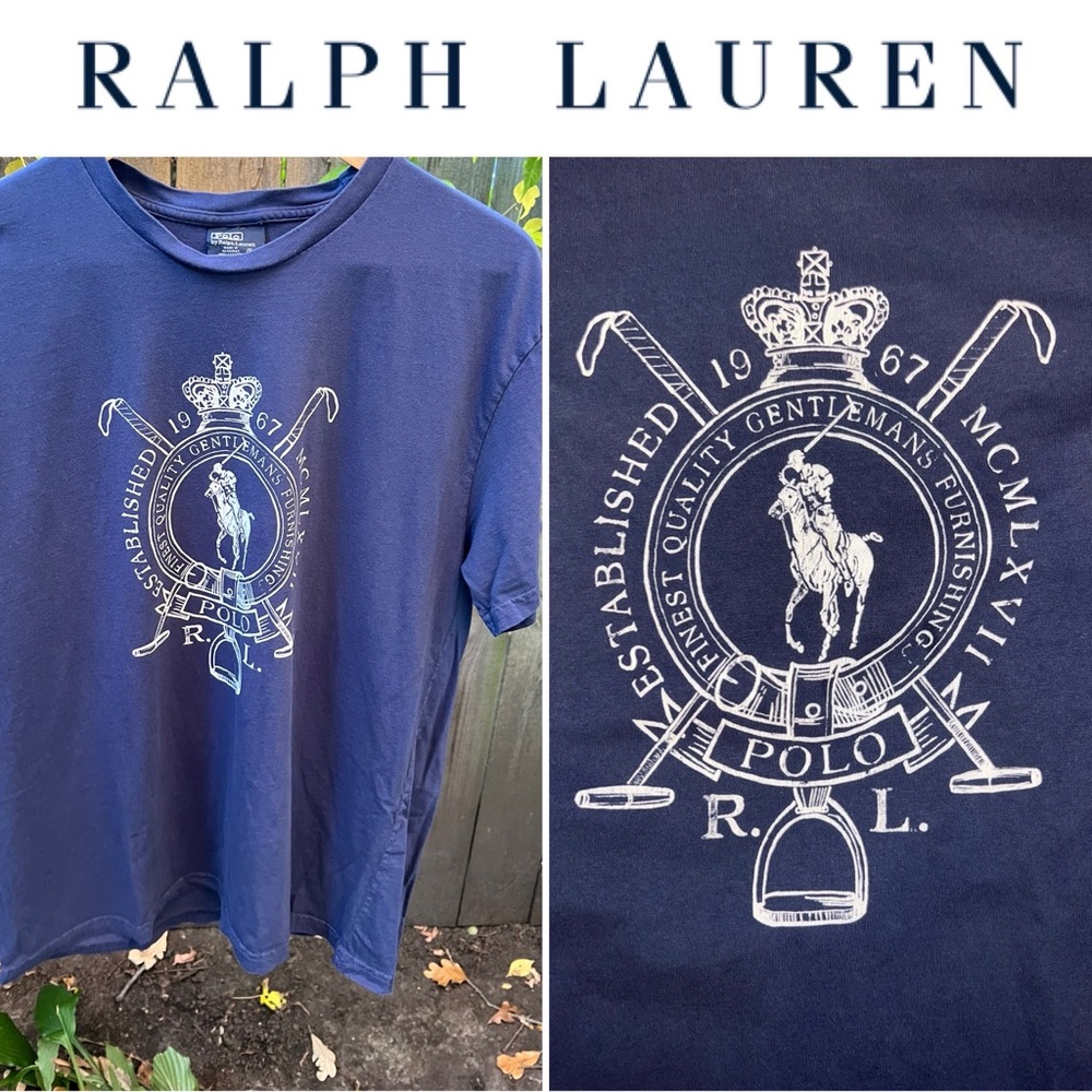🏇Finest Quality Gentleman’s Furnishing Graphic Tee | Navy | Polo by Ralph Lauren